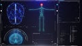 Brain scan screen animation. Screen with various parameters measured. Medical screen interface. Holographic medical Royalty Free Stock Photo