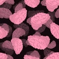 Brain seamless pattern. Human brains 3D background.