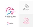 Brain Search Logo design vector template. Think idea concept. Brainstorm power thinking brain icon Logo