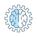 Brain and set up robot, technology flat icons style on white background. Line icons, symbols. an Artificial intelligence lined AI