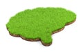 Brain shape made of green grass and piece of soil land. Brain concept. 3d illustration. Royalty Free Stock Photo