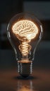 Brain-shaped filament inside glowing light bulb Royalty Free Stock Photo