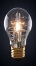 Brain-shaped filament inside glowing light bulb Royalty Free Stock Photo