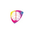 Brain shield shape concept logo design.
