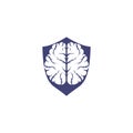 Brain shield shape concept logo design.