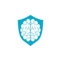 Brain shield shape concept logo design.