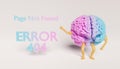brain showing an ERROR 404 sign. gradient pastel color Royalty Free Stock Photo