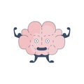 Brain Showing Strong Biceps Comic Character Representing Intellect And Intellectual Activities Of Human Mind Cartoon