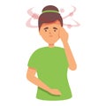 Brain sick icon cartoon vector. Dizziness headache