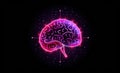 Brain sign in purple color. Neon line styled brain icon, symbol of science and intelligence. Generated AI.