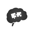 Brain Silhouette with two Puzzle Pieces. Jigsaw Puzzle Brain. Intellect, Brain, Thought, Head, Idea. Puzzle Pieces. Puzzles Pieces Royalty Free Stock Photo