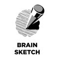 Brain sketch pencil creative icon. Smart intelligence concept vector template Royalty Free Stock Photo