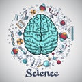 Brain sketch science concept