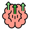 Brain skill up icon flat