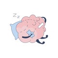 Brain Sleeping With Teddy Bear Comic Character Representing Intellect And Intellectual Activities Of Human Mind Cartoon