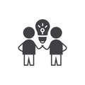 Brain Storm. Idea icon. vector sign symbol with two person and bulb