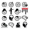 Brain stroke icons - brain injury, brain damage concept Royalty Free Stock Photo