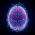 The brain is surrounded by a network of interconnected blue lines Royalty Free Stock Photo
