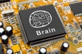 Brain symbol on computer chip Royalty Free Stock Photo