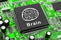 Brain symbol on computer chip