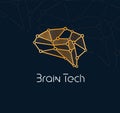 Brain tech logo concept for new communication technology. Abstract neuron network icon for innovation AI and bio tech Royalty Free Stock Photo