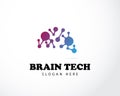 brain tech logo creative connect smart molecule lab design concept