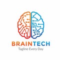 Brain tech logo design template