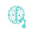 Brain Technology logo design template with robotic hand.