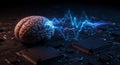 Neural-Tech Fusion - Hyperrealistic Brain with Glowing Data Streams Merging into Circuit Board Landscape AI-Generated Royalty Free Stock Photo