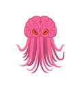 Brain with tentacles. monster Space invader. parasite Alien from space