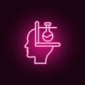 Brain, test tube neon icon. Elements of Creative thinking set. Simple icon for websites, web design, mobile app, info graphics