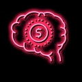brain think about finance neon glow icon illustration Royalty Free Stock Photo