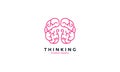 Brain think mind line abstract pink idea logo vector icon illustration design