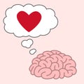 Brain think of red heart