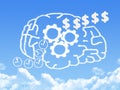 Brain with time and dollar sign cloud shape Royalty Free Stock Photo
