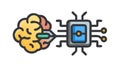 Brain to Chip: Artificial Intelligence and Machine Learning, vector design Generative AI Royalty Free Stock Photo