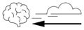 Brain to Cloud Connection Concept with Arrow Indicating Data Flow in Minimalist Style Royalty Free Stock Photo