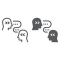Brain to brain communication line and glyph icon, technology and people, two person communication sign, vector graphics Royalty Free Stock Photo