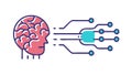 Brain to Tech Connection, Neuroscience and AI Integration Vector, vector design Generative AI Royalty Free Stock Photo