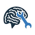 Brain, tools, settings icon. Simple editable vector illustration