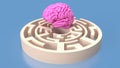 The pink Brain in maze for Brain training concept 3d rendering