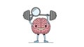 Brain Training Cartoon Brain Lifting Weights, Mental Strength Royalty Free Stock Photo