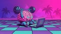 Brain Training Lifting Weights, Coding, and Mental Fitness Royalty Free Stock Photo