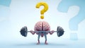 Brain Training Lifting Weights, Question Mark, Mental Exercise Royalty Free Stock Photo