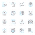 Brain training linear icons set. Cognition, Focus, Memory, Attention, Intelligence, Learning, Neuroplasticity line
