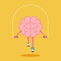 Brain training with rope jumping flat design. Creative idea concept