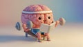 Brain Training Smart Brain Lifting Weights and Reading Book Royalty Free Stock Photo