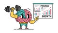 Brain Training Strong Brain Lifting Weights, Growth Chart Royalty Free Stock Photo