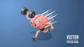 Brain Training Strong Brain Lifting Weights, Mental Exercise Royalty Free Stock Photo