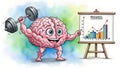 Brain Training Strong Brain Lifting Weights, Progress Chart Royalty Free Stock Photo